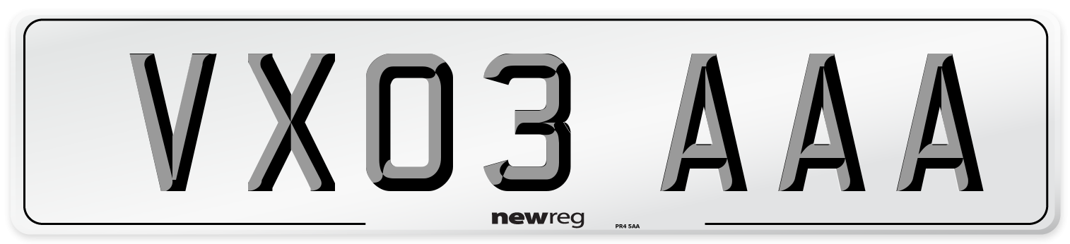 VX03 AAA Number Plate from New Reg